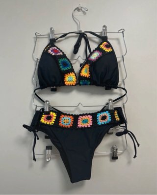 Bikini nero crochet taglia L nuovo