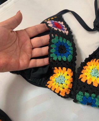 Bikini nero crochet taglia L nuovo