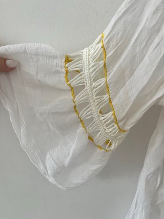 Vestido playa blanco con pompones