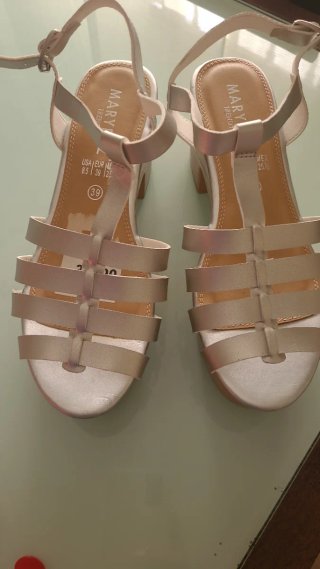 Sandalias Marypaz plateadas tacón sin estrenar T.3