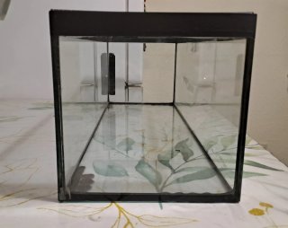 Acuario de cristal con marco negro