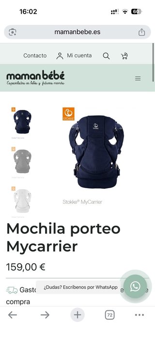 Mochila Portabebés Stokke MyCarrier Negra