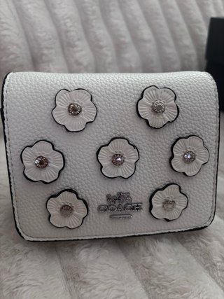 Bolso Mini C Blanco Flores Plata