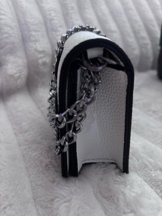 Bolso Mini C Blanco Flores Plata