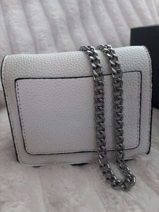 Bolso Mini C Blanco Flores Plata