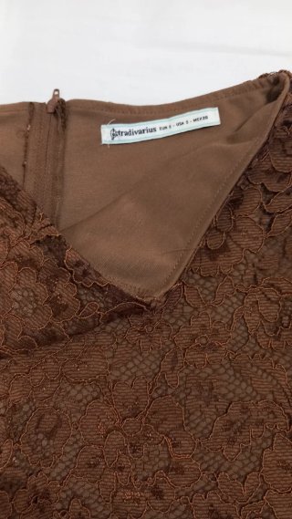 Pantalón corto encaje marrón
