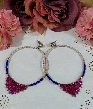 Pendientes Aro Cristales y Cuentas
