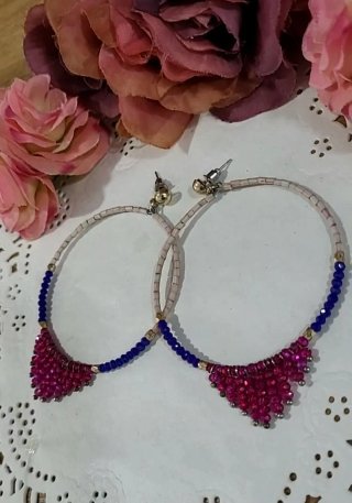 Pendientes Aro Cristales y Cuentas