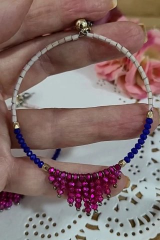 Pendientes Aro Cristales y Cuentas