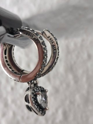 Pendientes Corazón Pandora Plata y Circonitas
