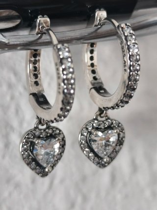 Pendientes Corazón Pandora Plata y Circonitas