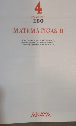 Libros matemáticas b 4eso de los 3 trimestres