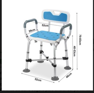 Silla de ducha azul y plateada