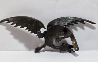 Antico Porta Orologio Bronzo Drago Alato Fine XIX