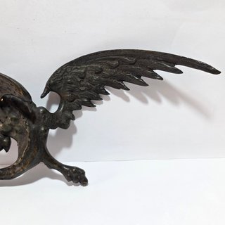 Antico Porta Orologio Bronzo Drago Alato Fine XIX