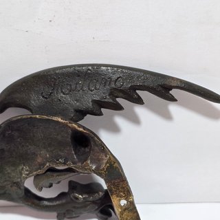 Antico Porta Orologio Bronzo Drago Alato Fine XIX