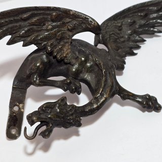 Antico Porta Orologio Bronzo Drago Alato Fine XIX