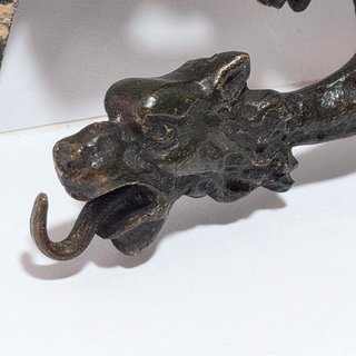 Antico Porta Orologio Bronzo Drago Alato Fine XIX