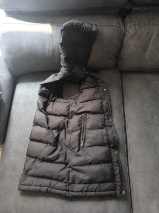 Chaleco Acolchado Largo Zara Negro con Capucha S