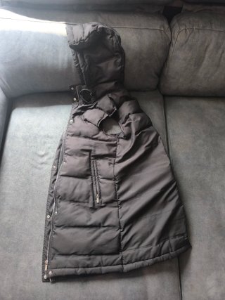 Chaleco Acolchado Largo Zara Negro con Capucha S