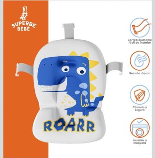 Bañera Bebé Plegable Dino + Cojín + termómetro