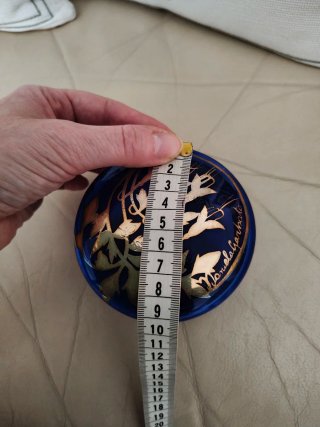 Scatola Murano blu con decorazioni oro Vintage
