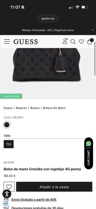 Bolso Guess Negro Original