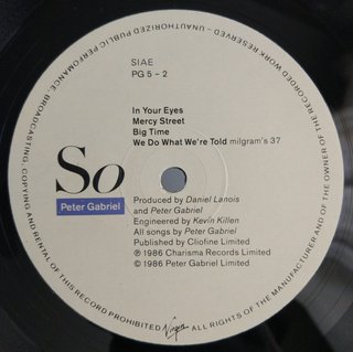 Peter Gabriel - So LP Vinile