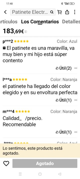 Patinete Eléctrico Azul - Totalmente Nuevo