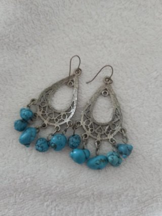 Orecchini Boho Argento Pietre Turchesi