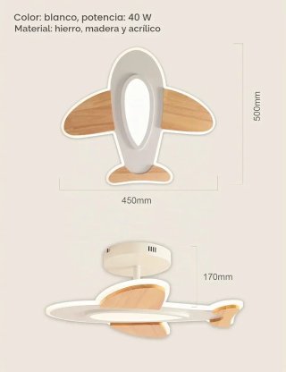 Lámpara infantil avión madera