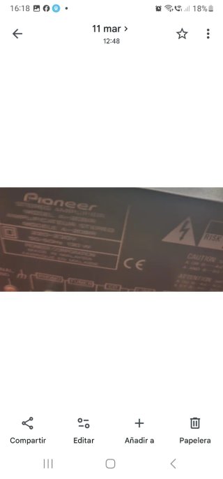 Amplificador Pioneer con altavoces