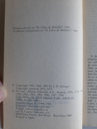 El guardian entre el centeno J D Salinger Alianza