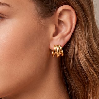 Pendientes Tous piercing triple aro plata vermeil