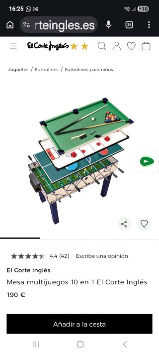 Mesa multijuegos El Corte Inglés