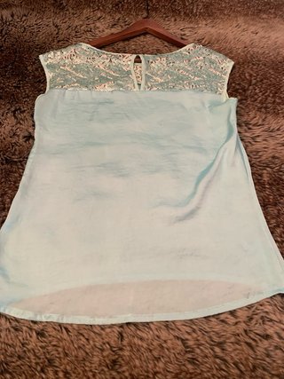 Blusa K-Kou Teal Encaje y Lentejuelas