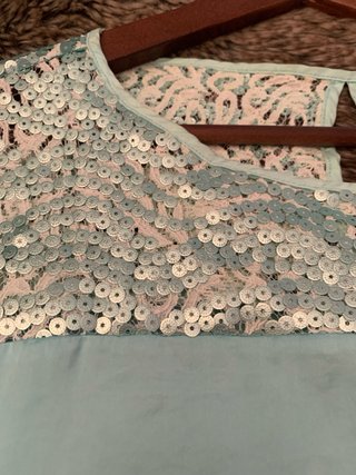 Blusa K-Kou Teal Encaje y Lentejuelas