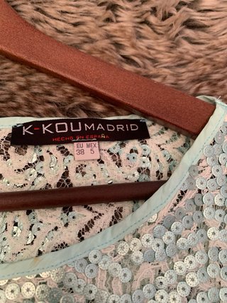 Blusa K-Kou Teal Encaje y Lentejuelas