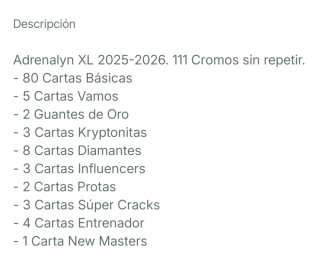 111 Cromos Panini Adrenalyn XL 2025-2026
