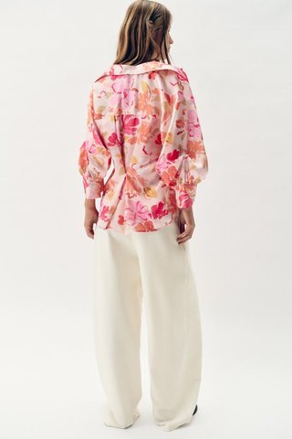 Camisa Satinada Estampado Floral Zara Woman