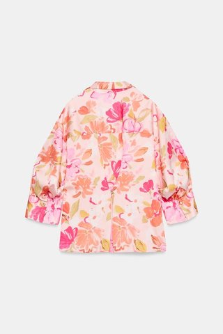 Camisa Satinada Estampado Floral Zara Woman