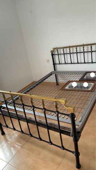 Cama Matrimonio Hierro y Latón 135cm