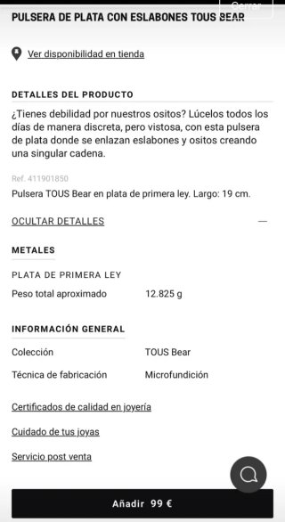 Pulsera Tous Oso Plata Ley
