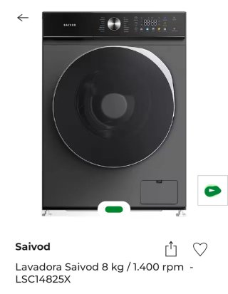 Lavadora Saivod 8kg 1400rpm LSC14825X