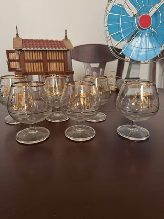 Juego 6 Copas Coñac Napoleón Vintage Doradas