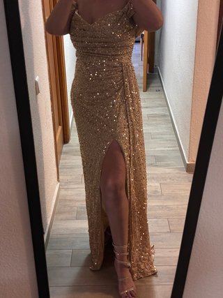 Vestido de fiesta lentejuelas dorado,sin estrenar,