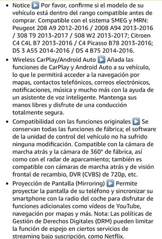 Módulo CarPlay para Peugeot y Citröen