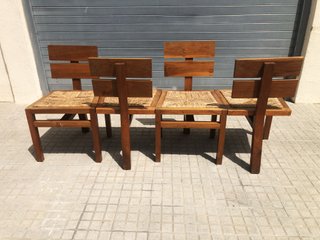 Sillas diseño vintage madera y yute midcentury
