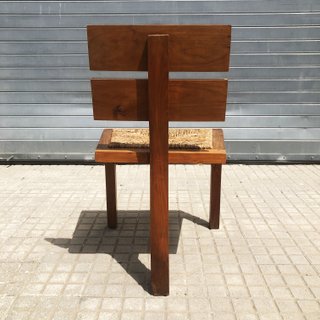Sillas diseño vintage madera y yute midcentury
