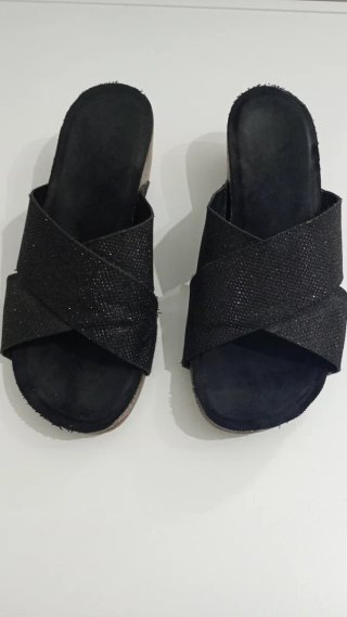Sandalias negras con brillo